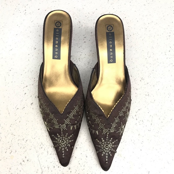 ellemenno Shoes Ellemenno Embroidered Satin Mules Poshmark
